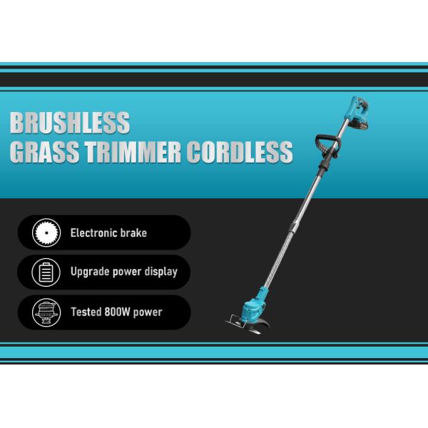 Portable Lithium Electric Grass Trimmer Battery Powered Cordless Brush Cutter for Home
