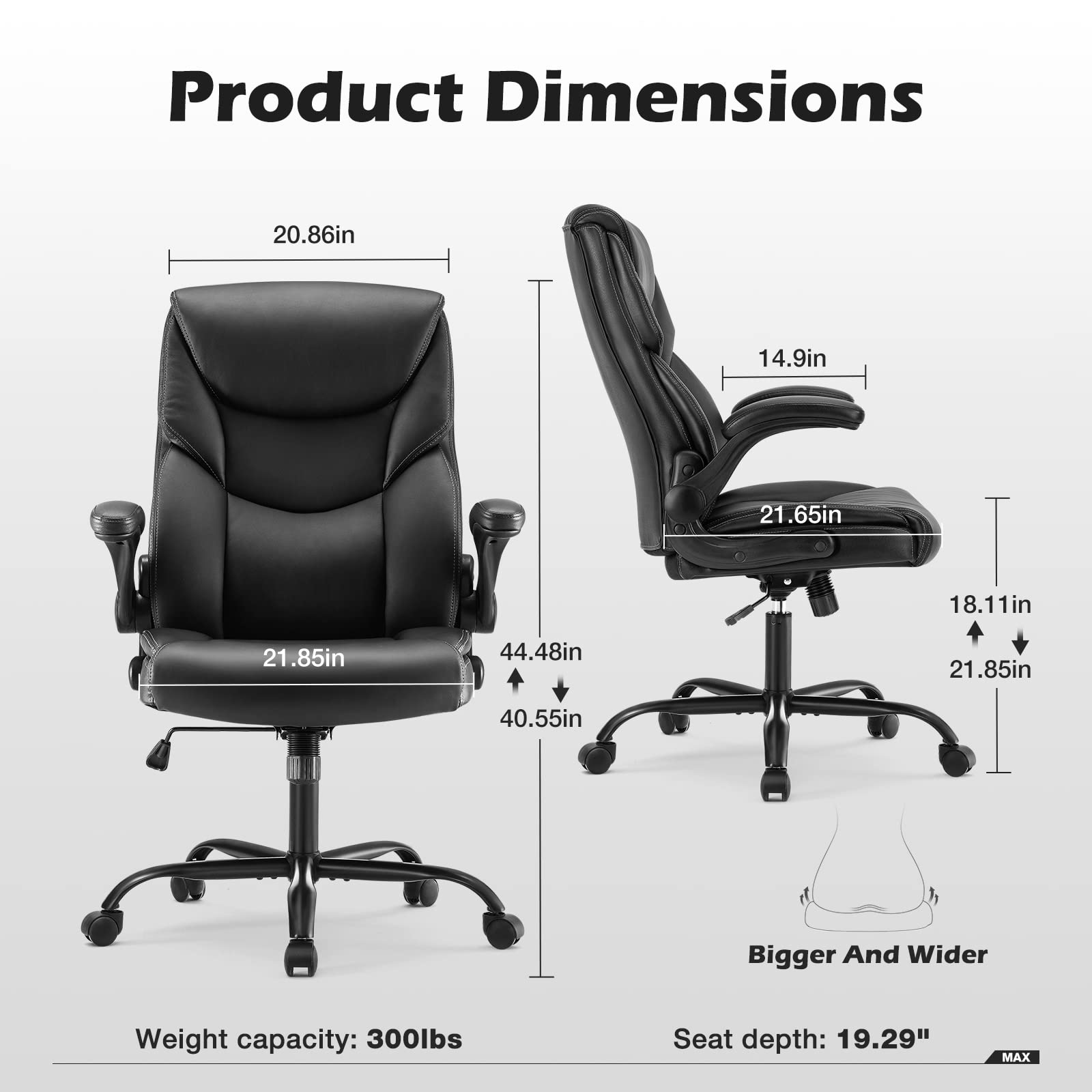 Modern Design Adjustable Executive Office Chair with Flip-Up Armrest and Lumbar Support