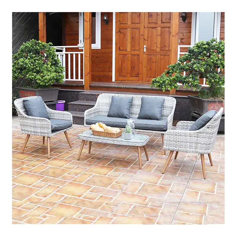 Grey Outdoor Couch With Dining Table European Garden Couch Set