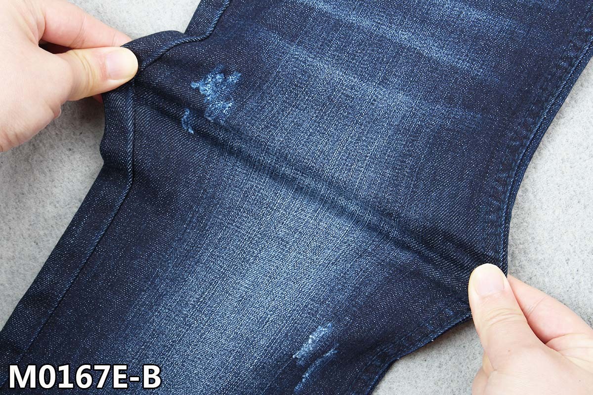 Rope Dye Super Dark Blue Denim Fabric Dual Core Slub Jeans Material
