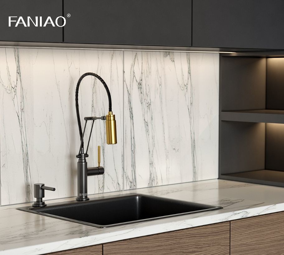 Home Style Interior Smart High Gloss Model Modular Wood Grain Kitchen Cabinets For Apartment