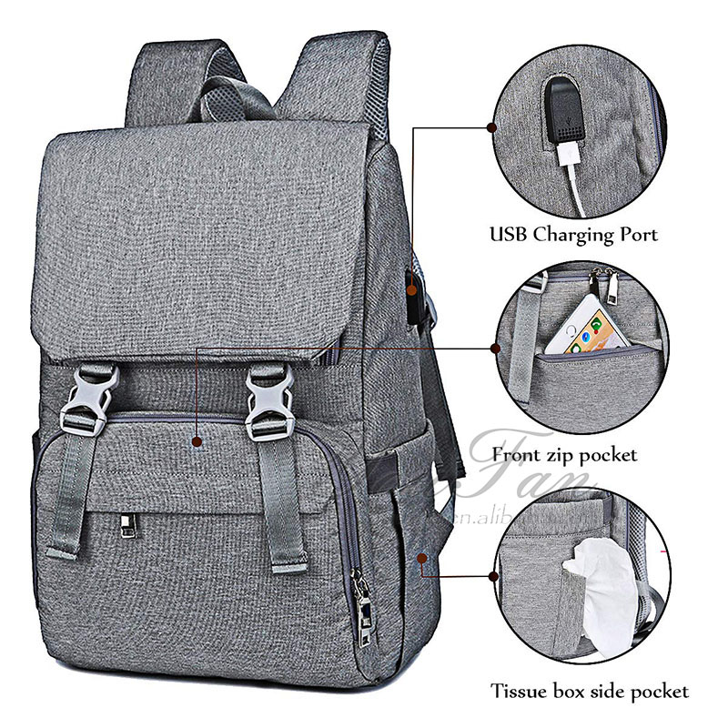 Large Capacity Nappy Bags with Changing Pad diaper bag with usb