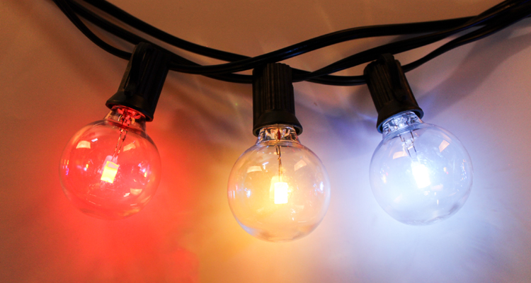 Color Changing Outdoor String Lights RGB LED String Lights G40 Globe Bulbs Dimmable Waterproof String Lights Remote Control