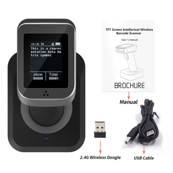 Compact Handheld Barcode Scanner Reader Wireless QR Code Image Scanner for Retail & Manufacturing