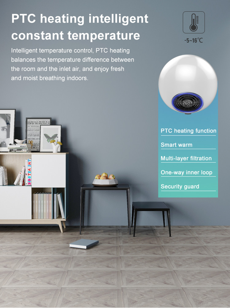 DC Motor 65dB Plasma UV Hepa Air Purifier Wall Mounted Rotating