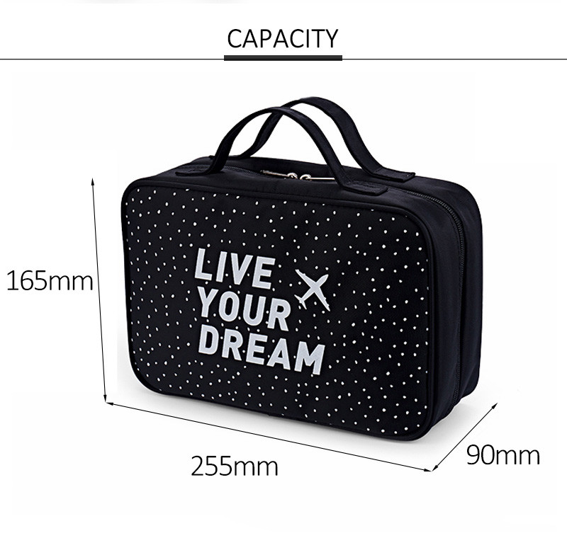 Professional Custom Large Capacity Waterproof Polka Dot Wash Makeup Bag