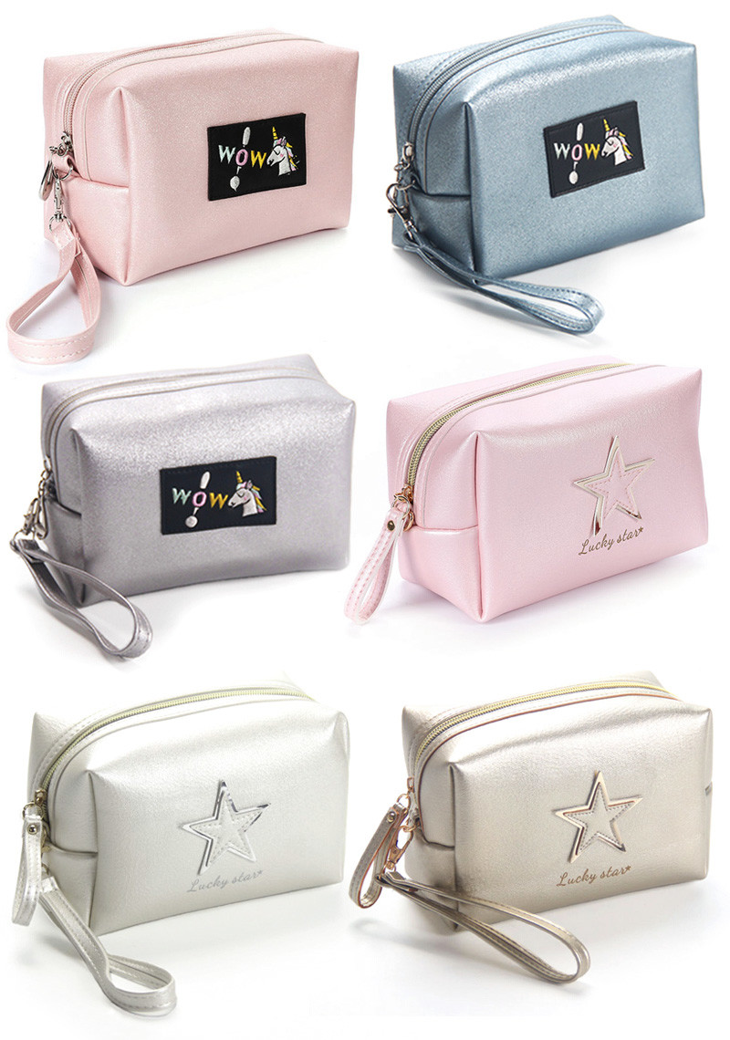 Custom Printed L17*D9*H11Cm Blank Zipper PU Cosmetic Bag