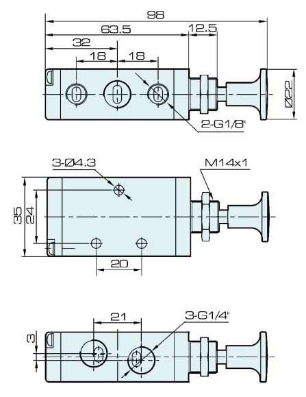 4L210-08 Airtac Type Push Pull Pneumatic Air Control Valve 5 Port 1