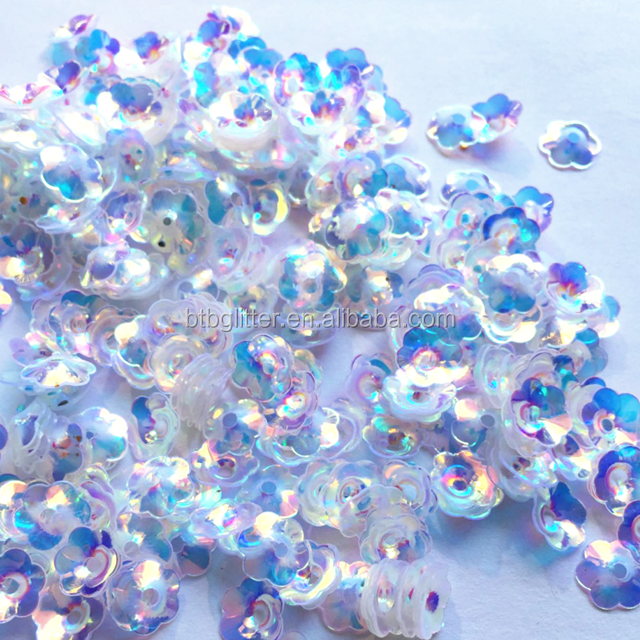 Flower Style Aurora Color Plum Sequins Loose 8mm Transparent 12mm PET Accessories for Sewing Shoes 365 Colors Included