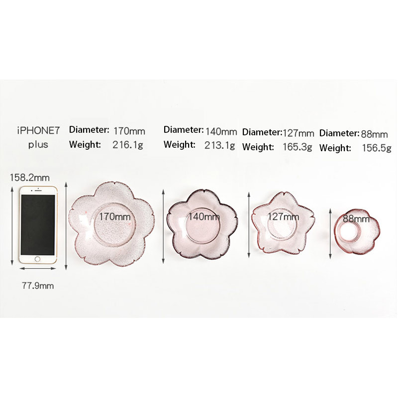 Creative Pink Cherry Blossom Glass Fruit Salad Plate