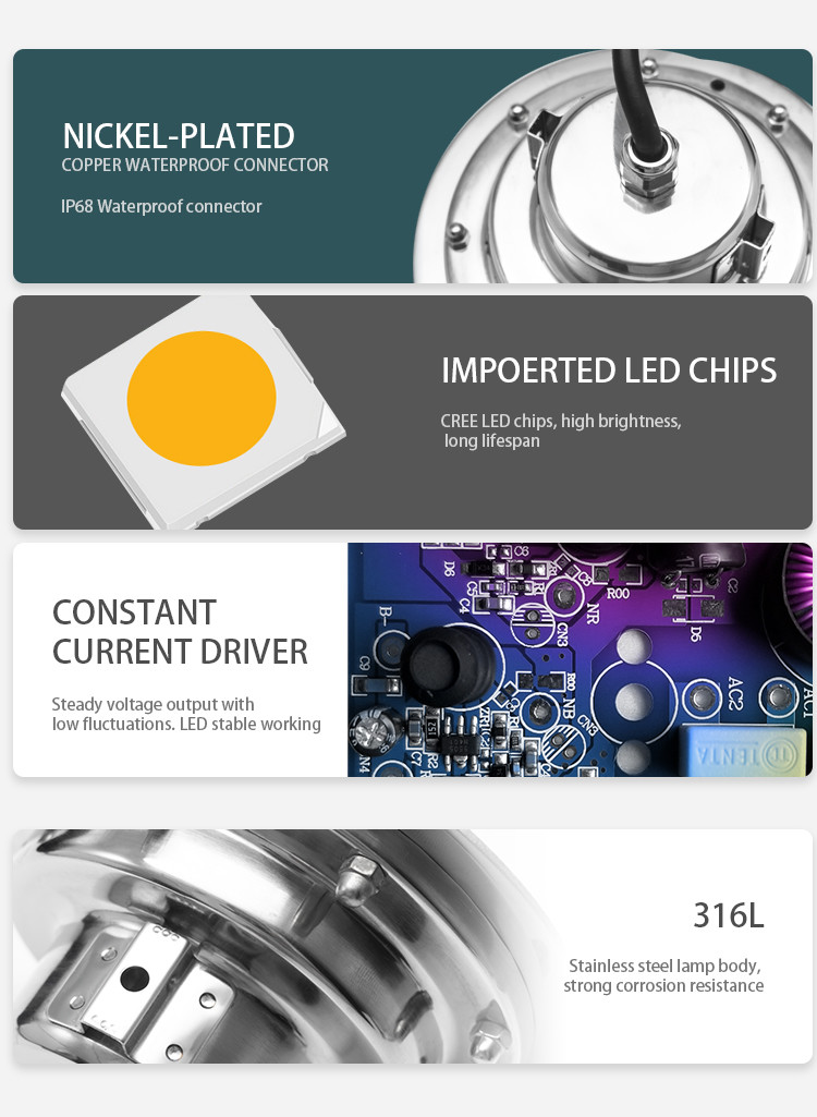 RGB Color Change SS316L Underwater Spot Light, External Control IP68 Pool Lighting outdoor