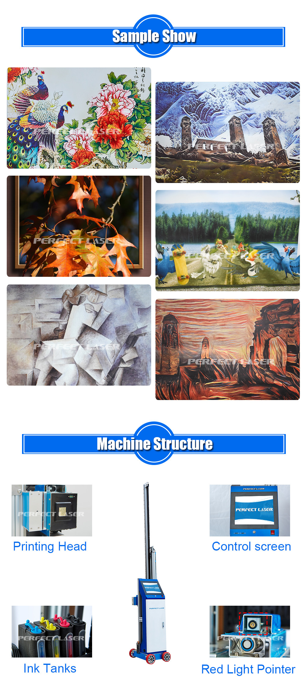 3D Vertical Portable Wall Mural Printer 4800DPI for Glass Ceramic Tiles Wood