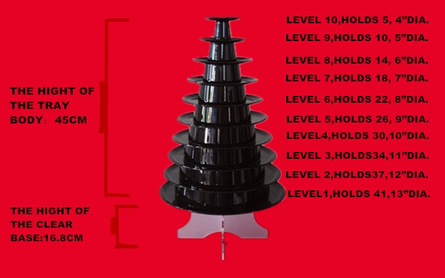 plastic pyramid display case 10 tier macaron tower display tower case with Acrylic base