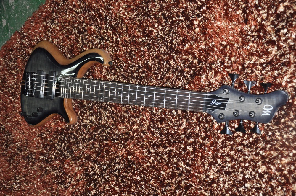 Mayones custom bass guitar 6 string electric bass guitar Neck through body Alder with flamed maple Active pickups