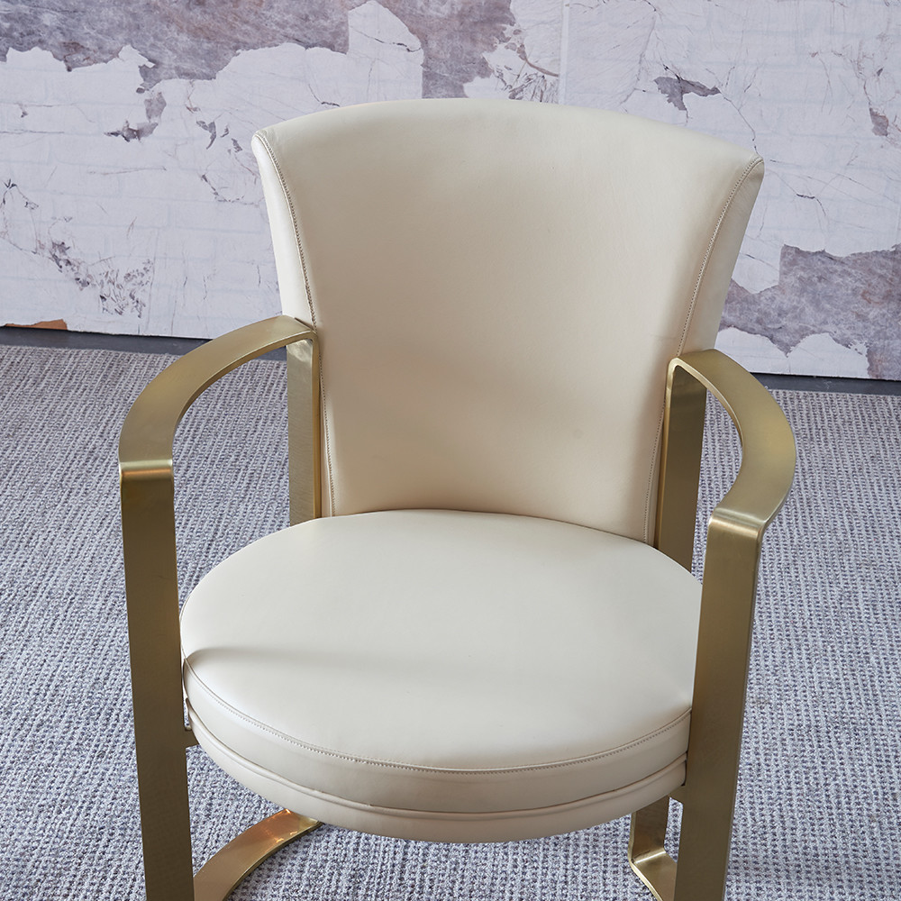 Minimalist Modern Armrest Velvet Leather Metal Dining Chair 65*58*80 cm Customized