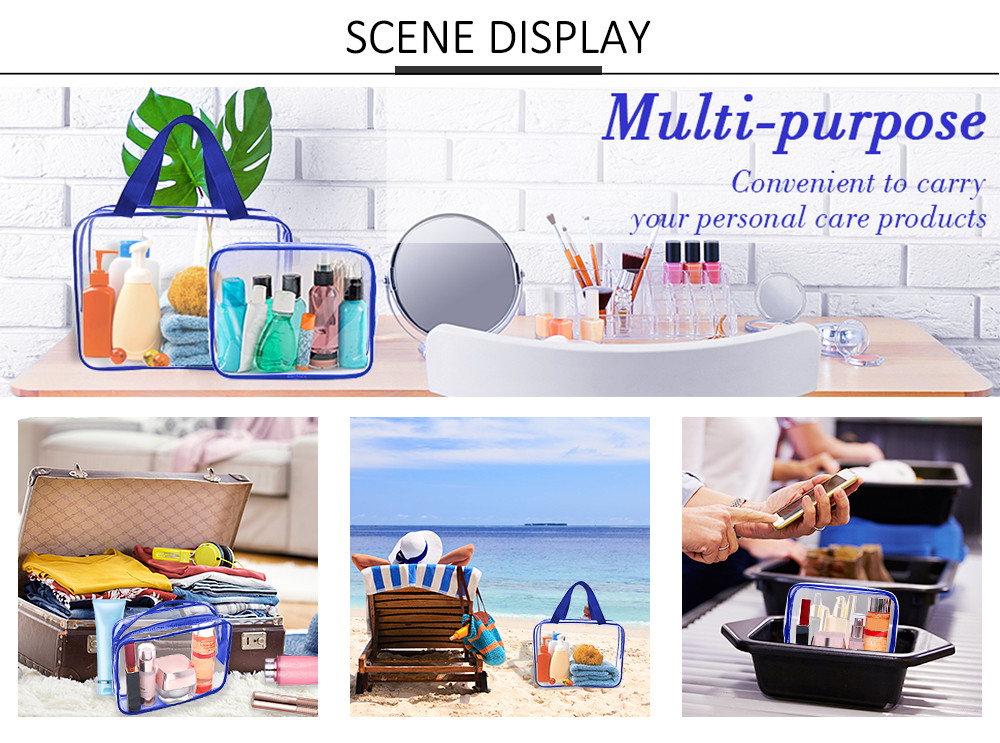 Multifunctional 6pcs Clear PVC Travel Luggage Pouch With Handle