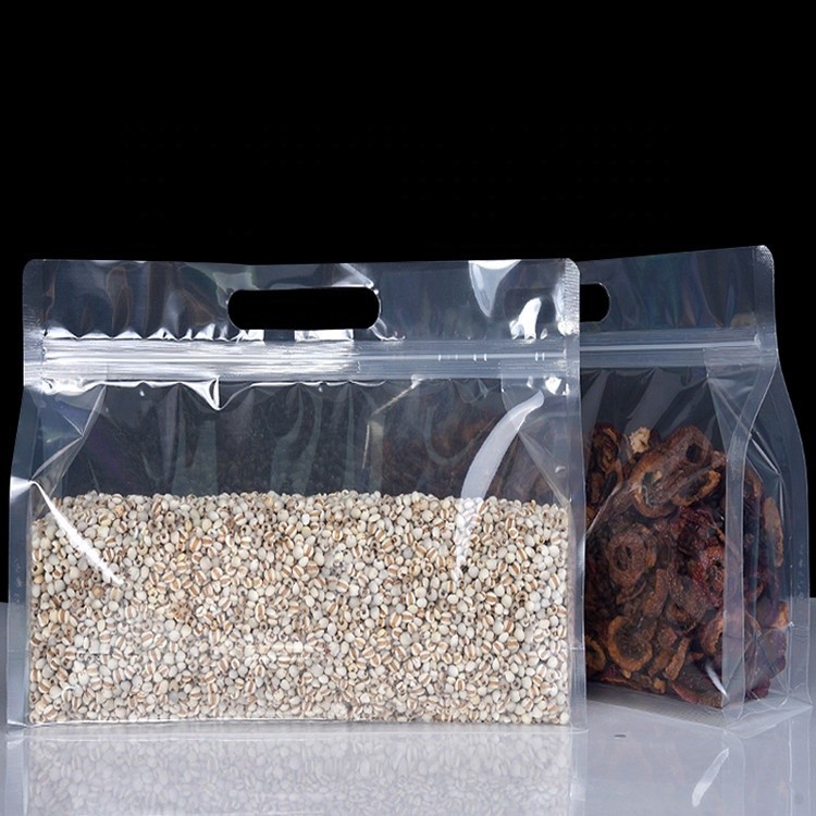 clear plastic Snack Zipper bag eight sides seal Zipper Block Square Flat Bottom Pouch