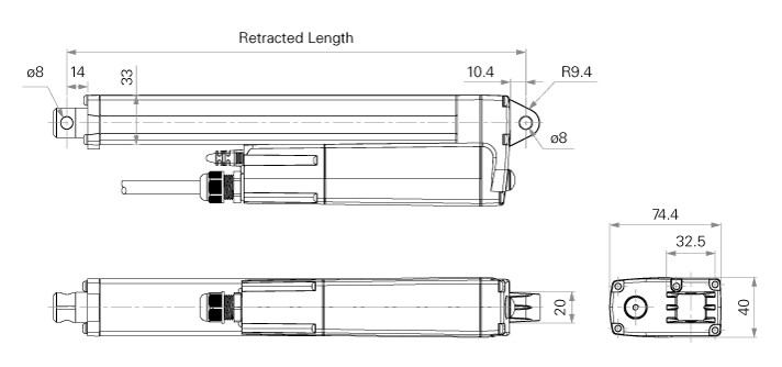 Heavy Duty Black 12VDC 24VDC Electric Linear Actuators Harsh Working Environments Fertilizer