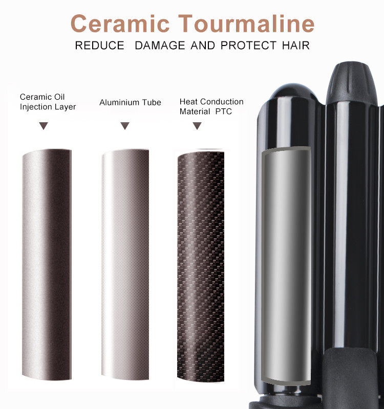 Salon Use Three Barrel Hair Waver 140-430f With Automatic LCD Display