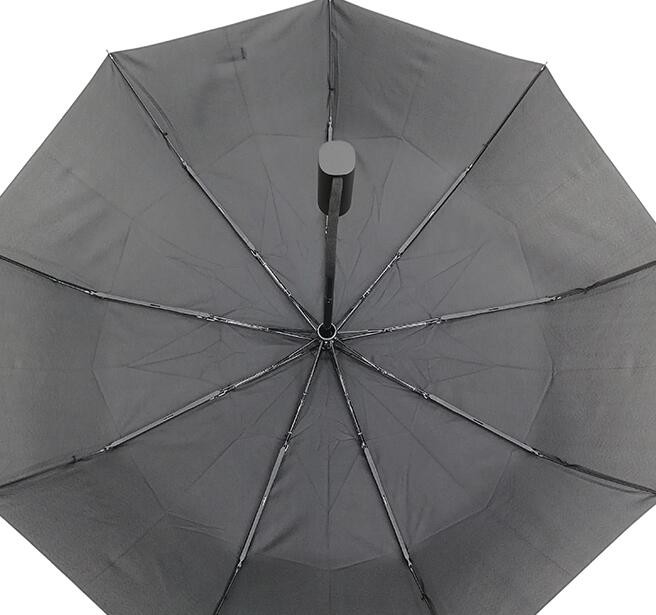 3 Folds 10 Ribs Windproof Fiberglass Frame Umbrella for Men