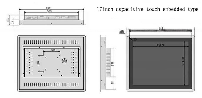 17 Inch Industrial Grade Waterproof Display Open Frame Capacitive Touch Screen High Brightness Monitor 12V 24V