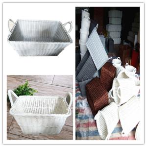 China PP Rattan Eco-Friendly OEM plastic durable wicker laundry storage basket,wicker basket on sale