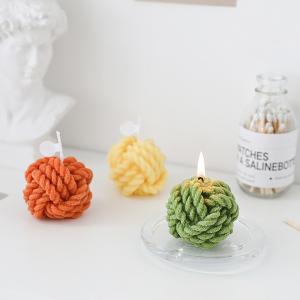 China AROMA HOME Custom Woolen Ball Design Yarn Coarse Wool Ball Candle Aromatherapy on sale