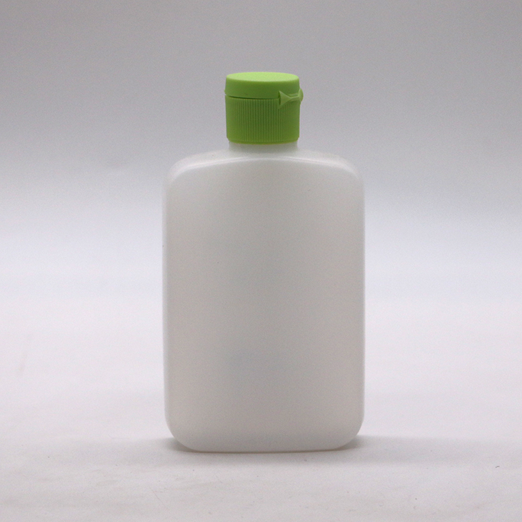 120ml HDPE Flat Square Cosmetic Bottle with Custom Color and Spiral Flip-Over Lid