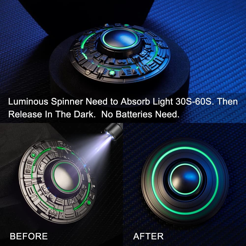 Metal Fidget Spinners for Kids Adults Luminous Night Effects UFO Finger Hand Spinner
