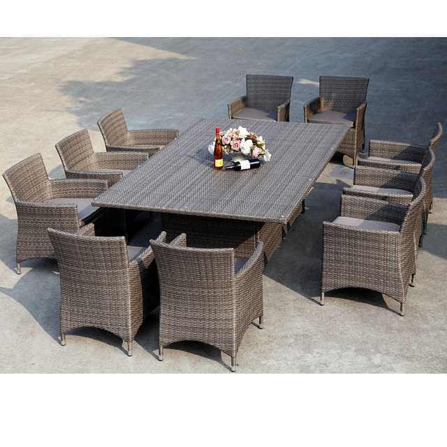 10-Person Garden Aluminum Outdoor Dining Furniture Patio Chairs and Table Comfortable for Storage Closet