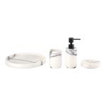 4pcs Marble Bathroom Accessories Set With White Round Shape