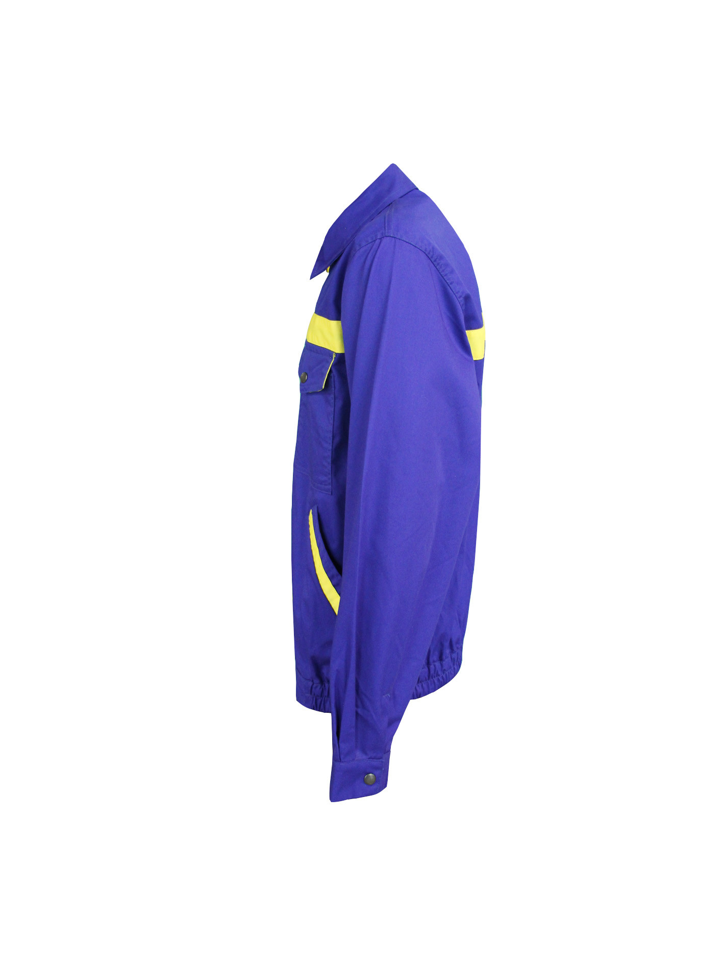 240 GSM Blue Contrast Yellow Workwear Jacket 65% Polyester 35% Cotton Twill 3/1