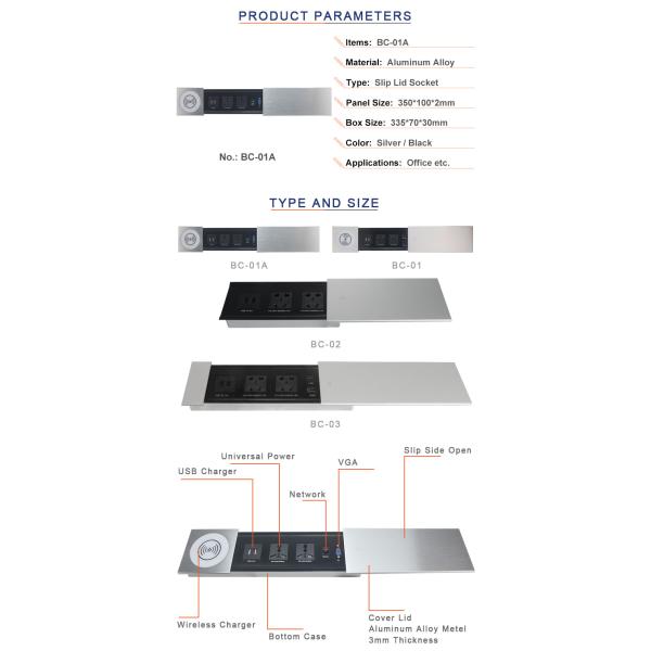 Sliding Power Socket EU Socket With USB Charger