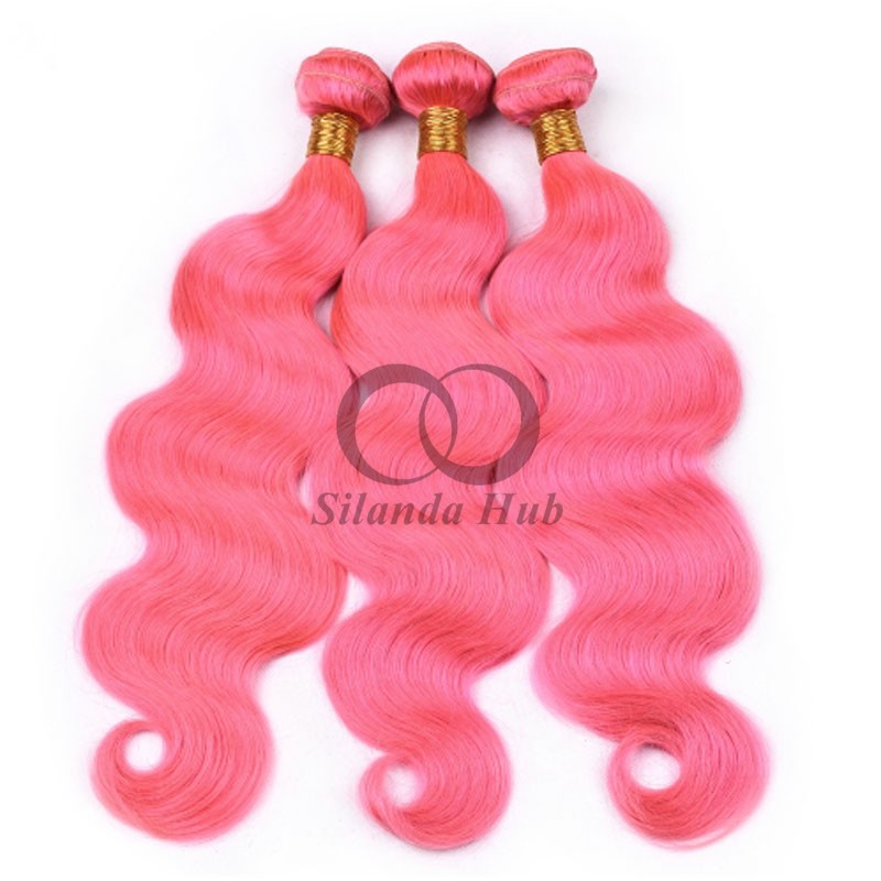 Pink Body Wave Remy Human Hair Bundles Sew In Weave Bundles Brazilian Bundle Deals