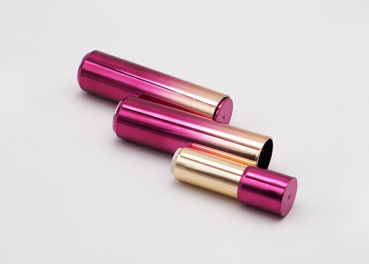 Gradient Rose Red Plastic Snap On 3.5g Refillable Lip Balm Tube