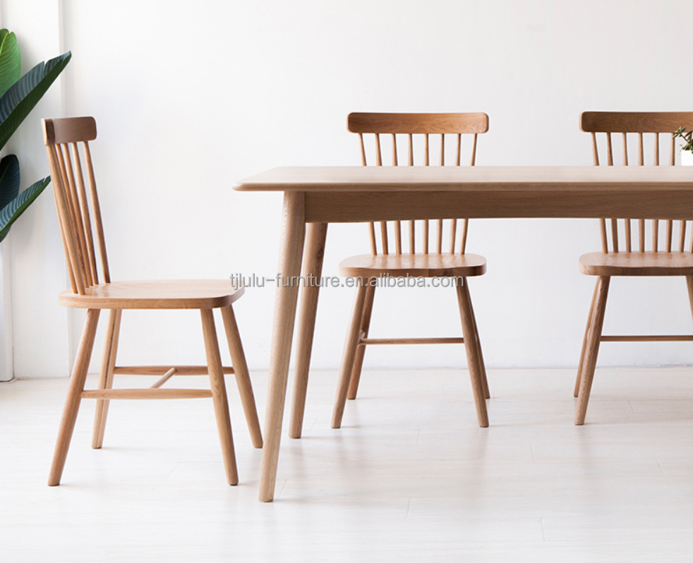 Sturdy Style Modern Simple Design American Walnut Color Solid Wood Dinning Table Set Seat