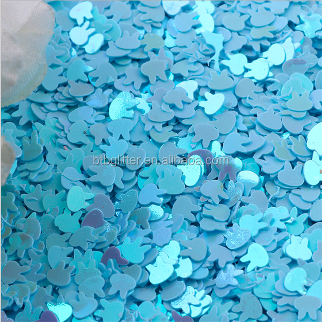 Pet Happy Year Easter Sequined 4mm Rabbit Head Ball Stuffers and Ornaments Hand DIY Accessories Fluorescent Pieces Glass