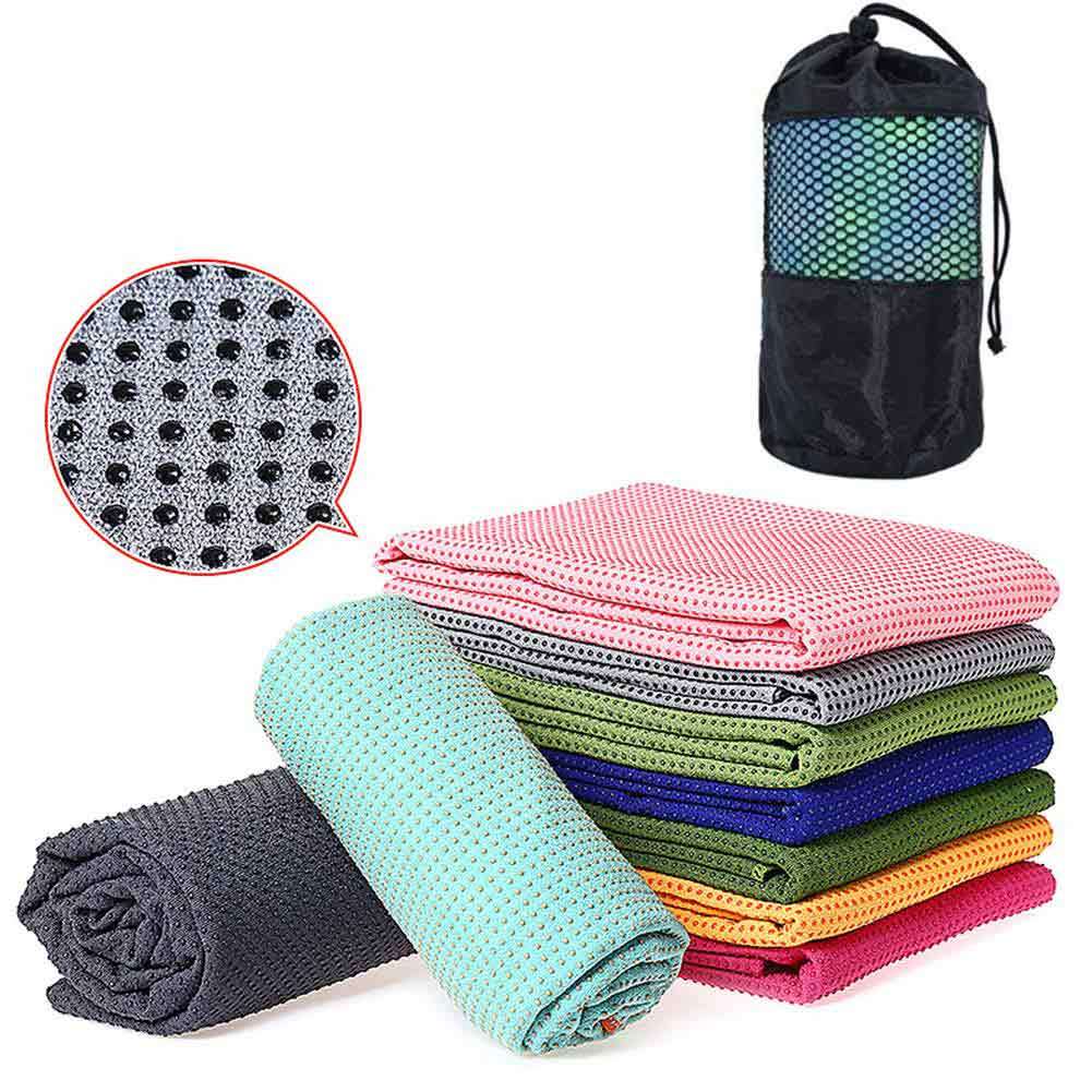 Custom Logo Soft Microfiber Sports Large Silicone Non Slip Yoga Mat Towel Corners Pocket Microfiber Yoga Towel With Grip