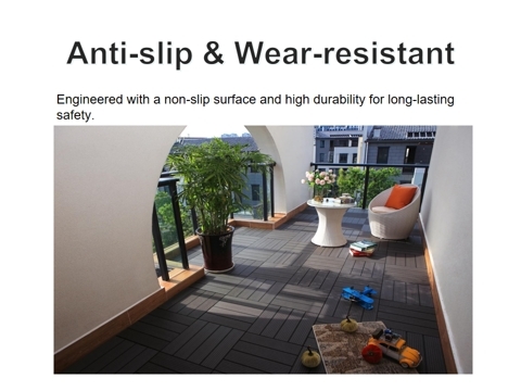 Fire Retardant WPC Garden Tiles WPC Tile Flooring Safe Decking
