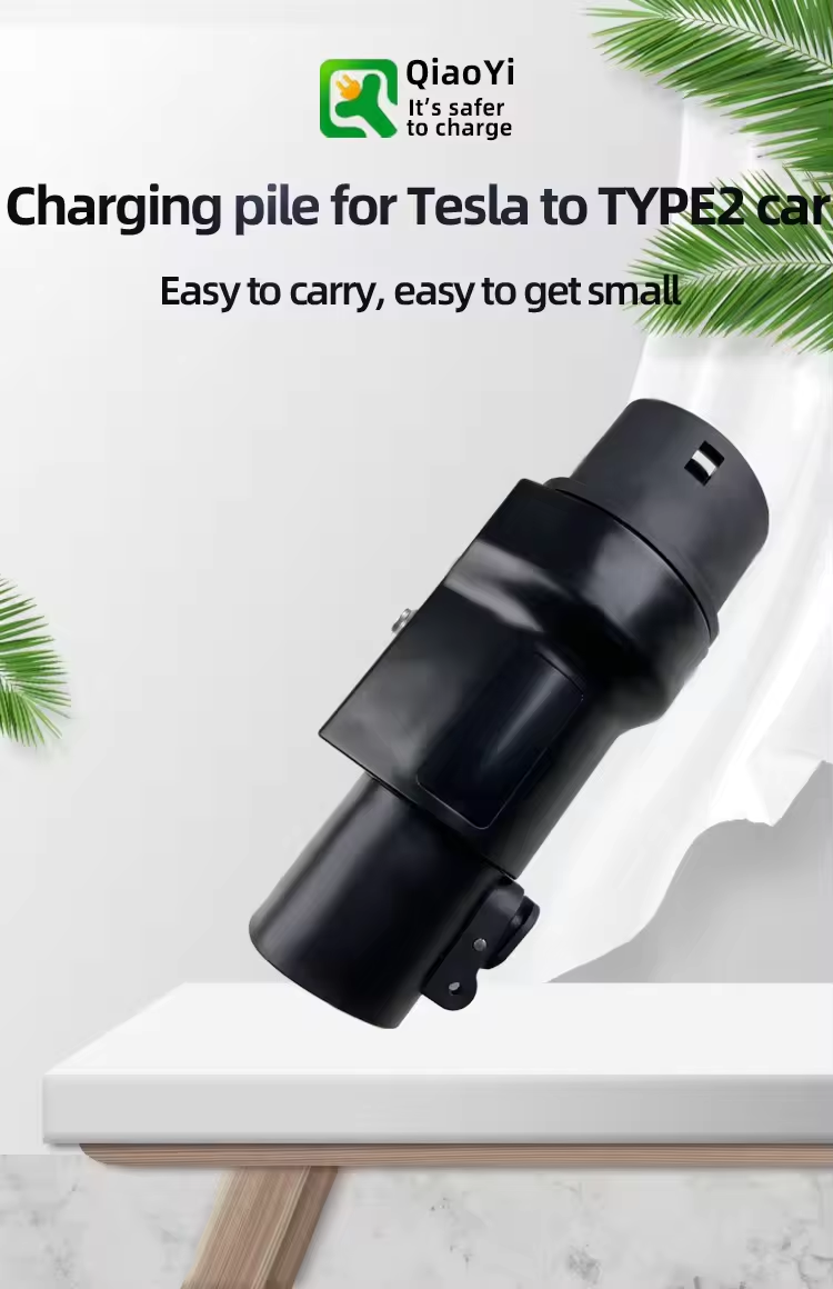Black NACS to Type2 7kw 32A Portable Car Ev Charger Connector Adapter for Electrical Cars Boost Your Charging Experience