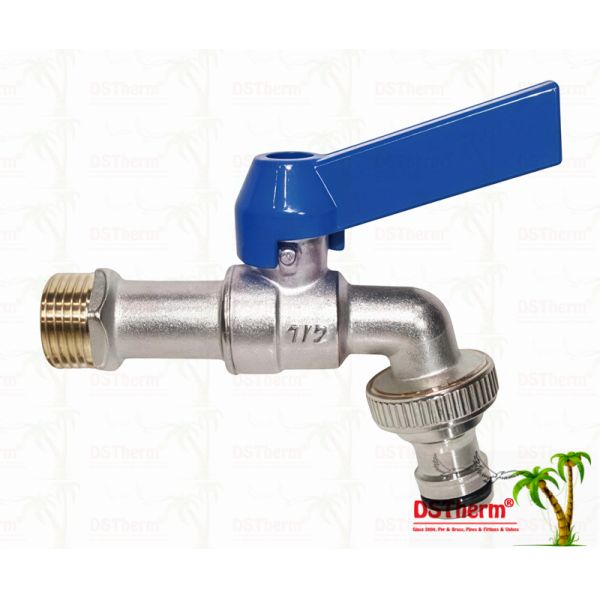 Nickel Plated Heavy Duty Classic Straight Aluminum Handle Bibcocks Water Spout Faucet Water Tap Spigot 1/2"