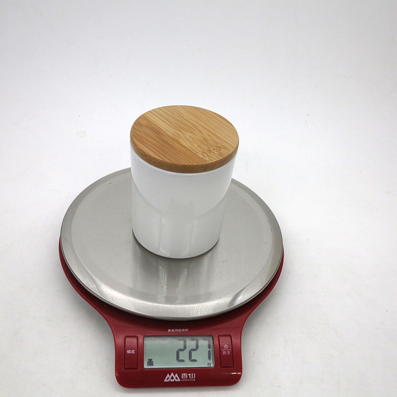 Wedding Dia 7.3cm Frosted Glass Candle Jar With Wooden Lid