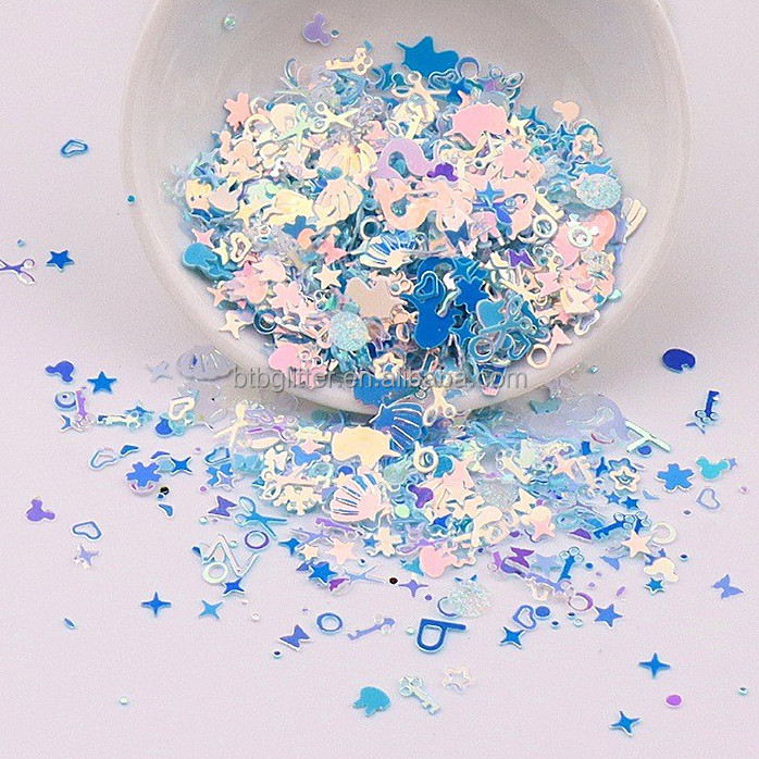Fashionable Scissors Shell Key Hollow Four Corners Glitter Shaped Mixes Nail Art Nail Polish Nail Gel Decoration for Dog