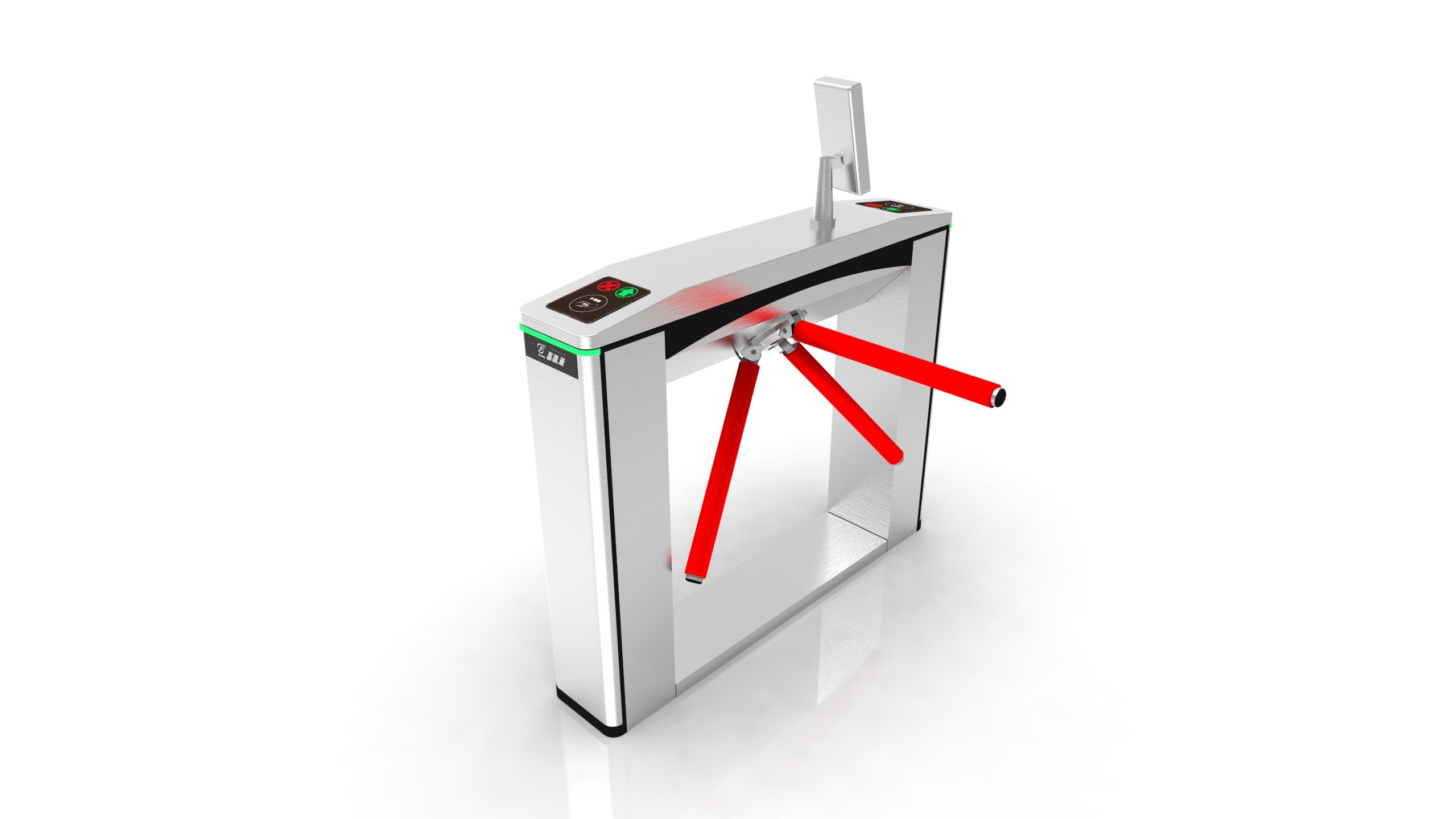 New design full-automatic SUS304 red arm tripod turnstile with face recognition temperature detection for access control