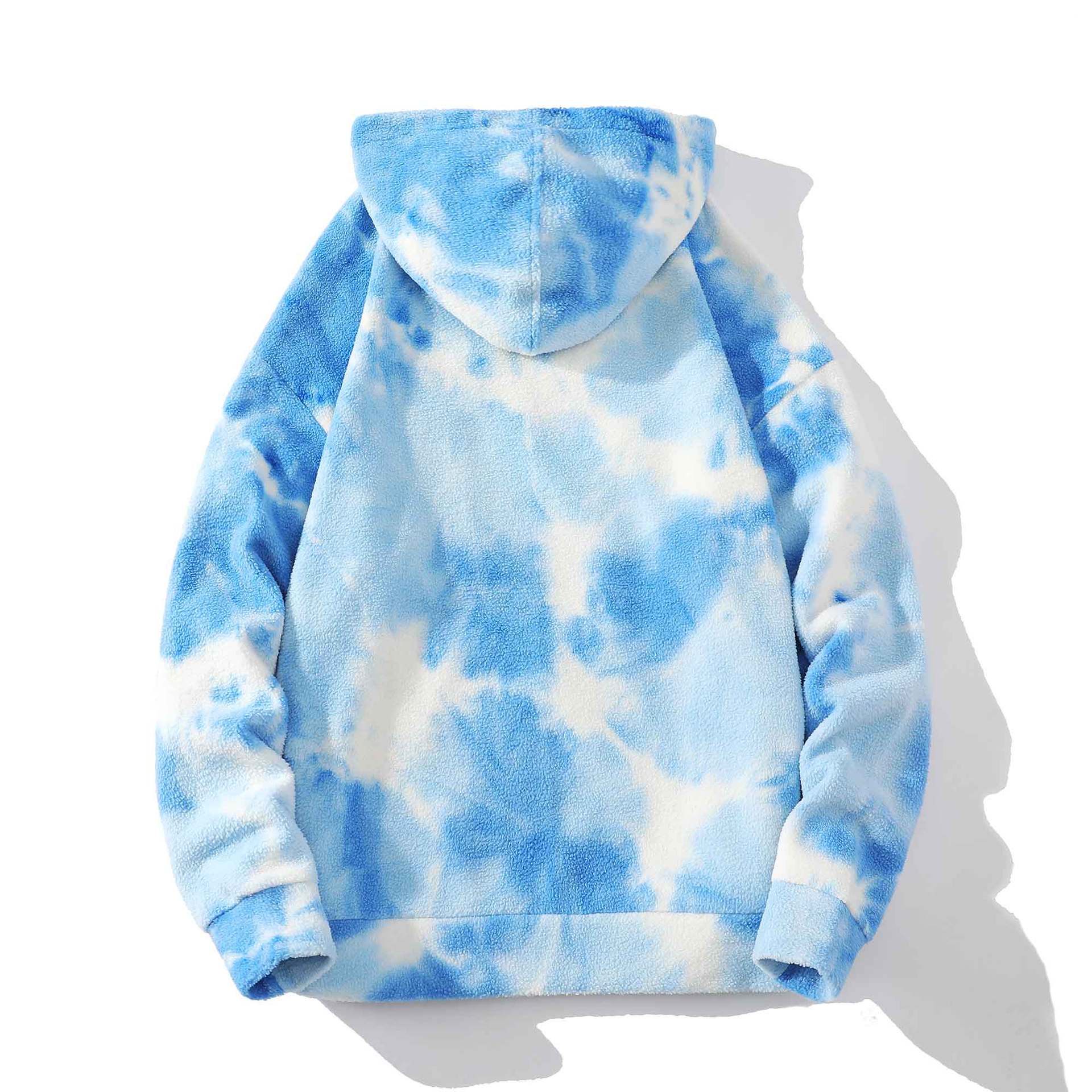 Knitted Weaving Method Tye-Dye Hoodies For Men With Faux Fur Fashion