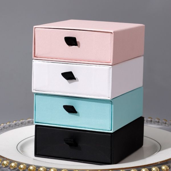 Luxury Jewelry Drawer Box Set Premium Pull Out Storage Gifting Solution Sleek Black White Design Velvet Lined Interior