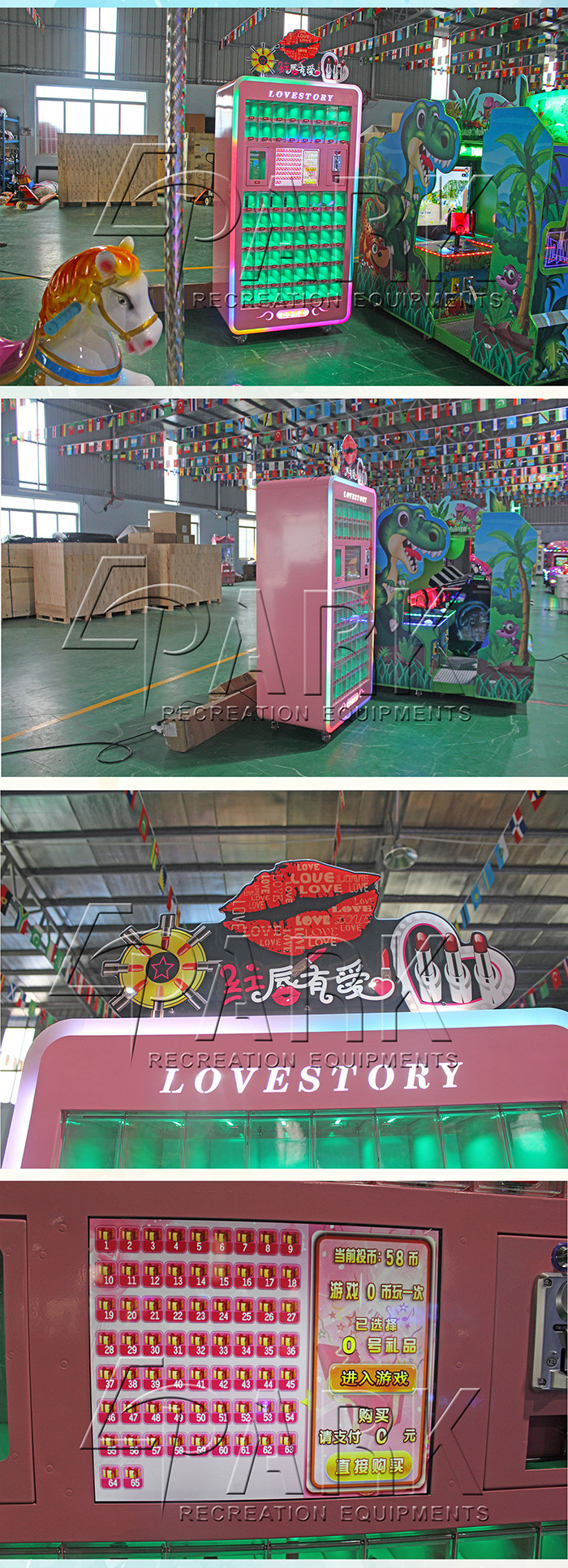 65 Cabinets Vending Lipstick Crane Game Machine Coin Operated For 2 Players