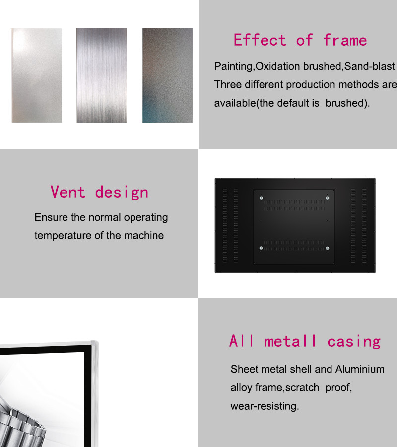 FCC 55 Inch Wall Mounted Digital Signage , 4k Digital Signage Player