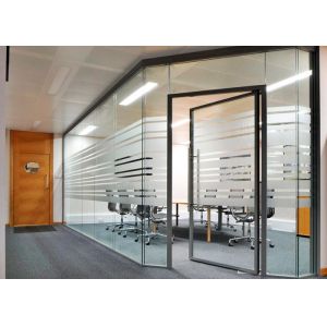 Black Frame Glass Partition Wall System Cutsomized Demountable Office Partitions