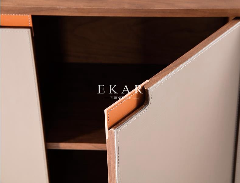 Dining Room French Design 4 Door Metal Base Wooden Modern Sideboard